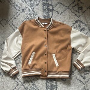 Iris Tan and Cream Varsity Jacket
